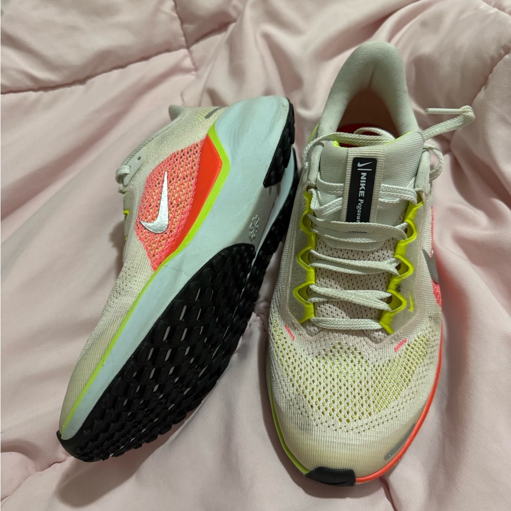 Nike White and Neon Running Shoes